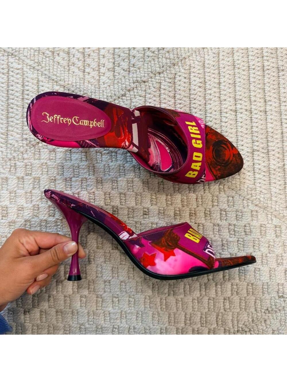 Jeffrey Campbell Agent Slide Sandal in Fuchsia Bad Girl Combo